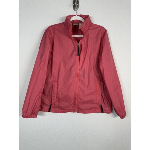 L.L. Bean Vintage Women’s Salmon Hooded Raincoat Windbreaker Jacket O BUX3 Large - Picture 1 of 14